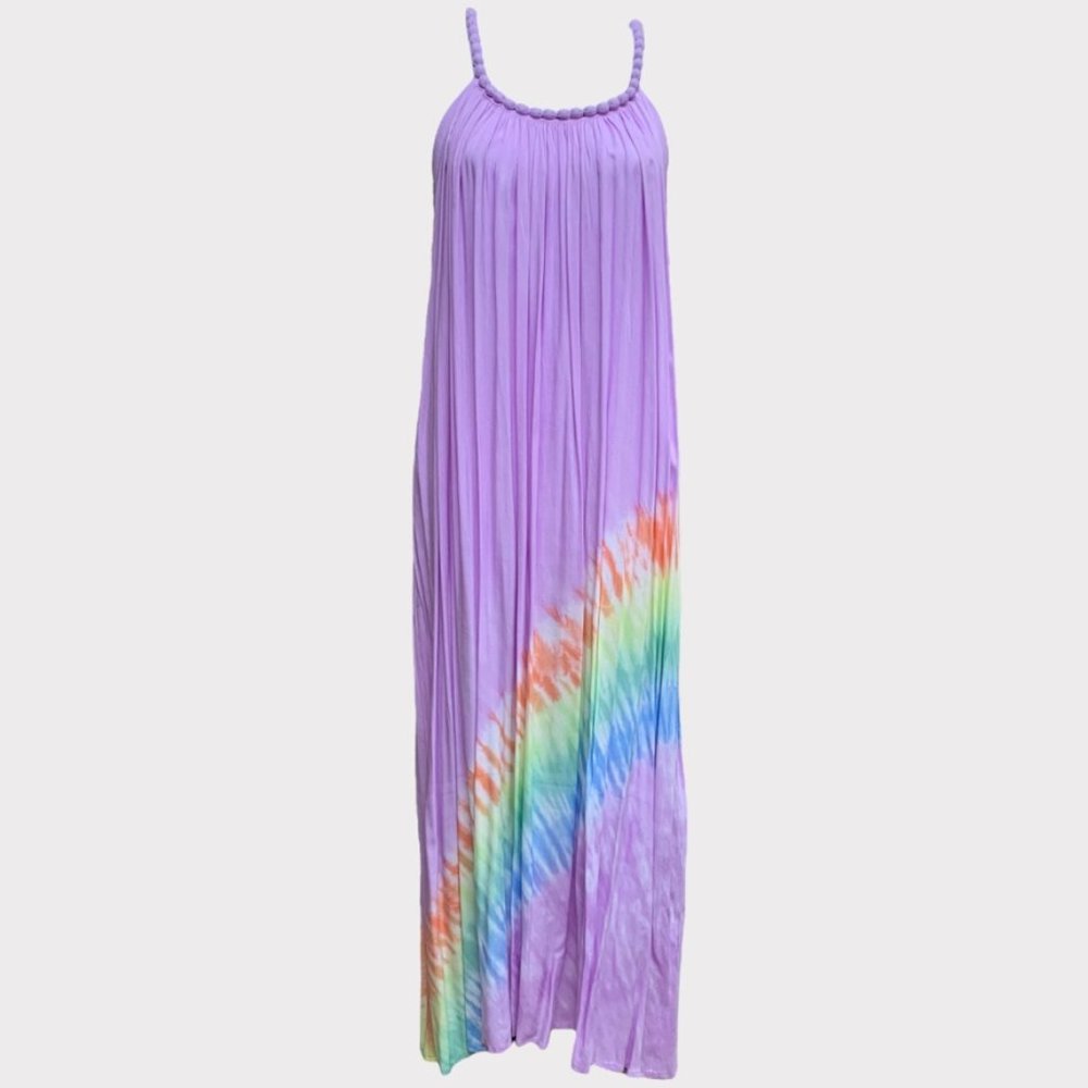 MeliaLei Women's Hawaiian Tie-Dye Maxi Dress Purple OSFA NWT - Picture 2 of 6